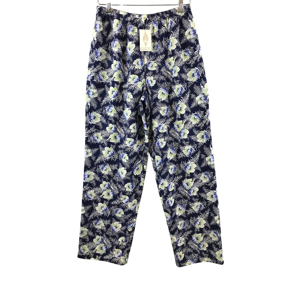 New Vintage Cambridge Dry Goods Navy Blue  Flowers Floral Pants M